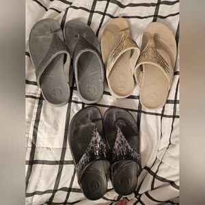 Lot Of 3 Fitflop Womens‎ Electra Size 8 Sequin Toe Post Comfort Thong Sandals